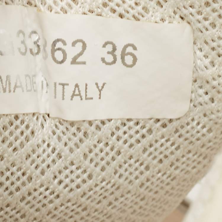 Pre Owned Chanel Off White Patent Leather and PVC CC Low Top Sneakers Size 36