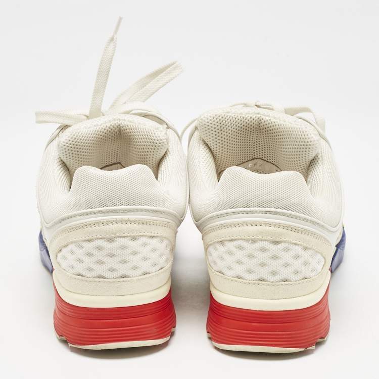 Pre Owned Chanel Multicolor Leather And Mesh CC Logo Lace Up Sneakers Size 39.5