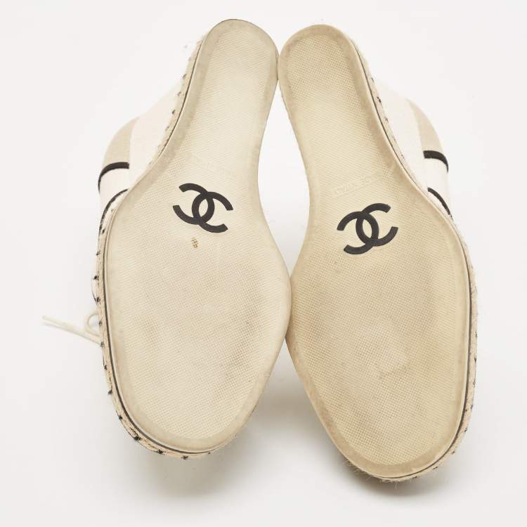 Pre Owned Chanel Multicolor Canvas CC Wedge Sneakers Size 39.5