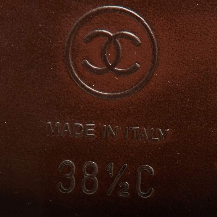 Pre Owned Chanel Black Velvet CC Knee Length Boots Size 38.5