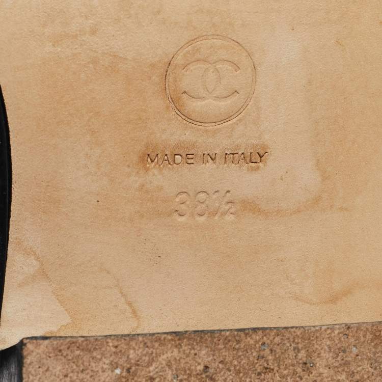 Pre Owned Chanel Black Velvet Lace Mid Calf Boots Size 38.5