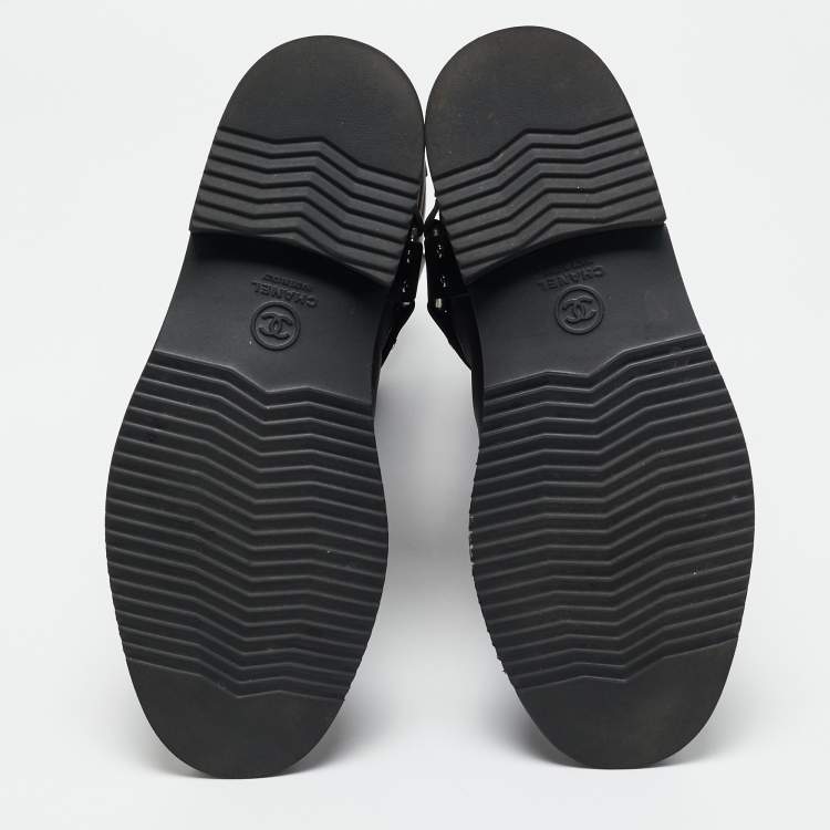 Pre Owned Chanel Brown Leather Star Harness CC Mid Calf Boots Size 39