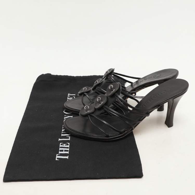 Pre Owned Chanel Dark Brown Leather Strappy Sandals Size 37