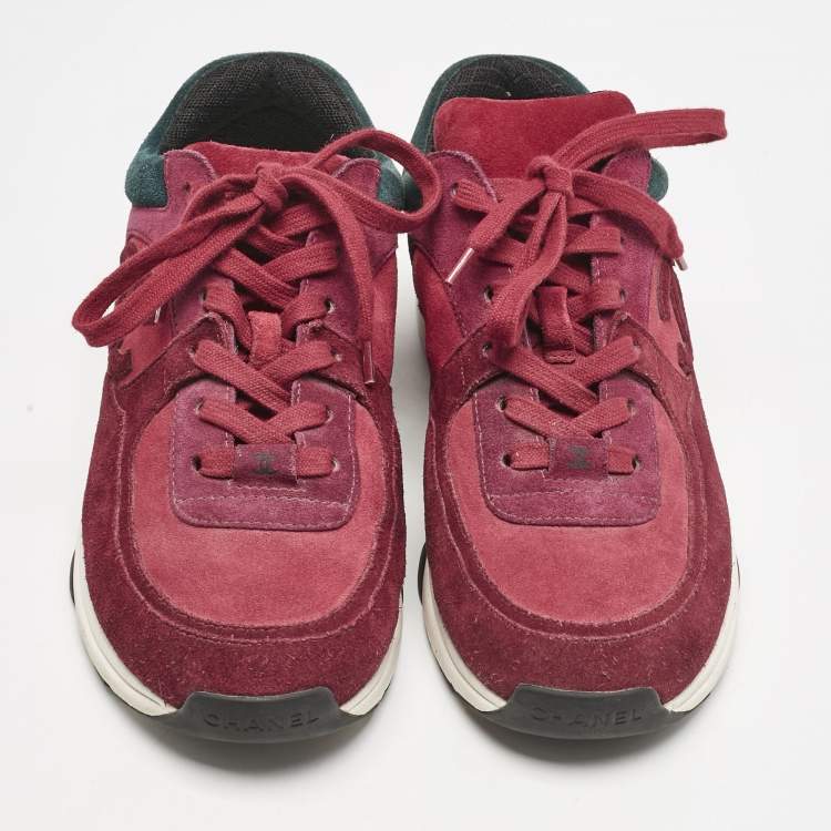 Pre Owned Chanel Multicolor Suede CC Low Top Sneakers Size 38