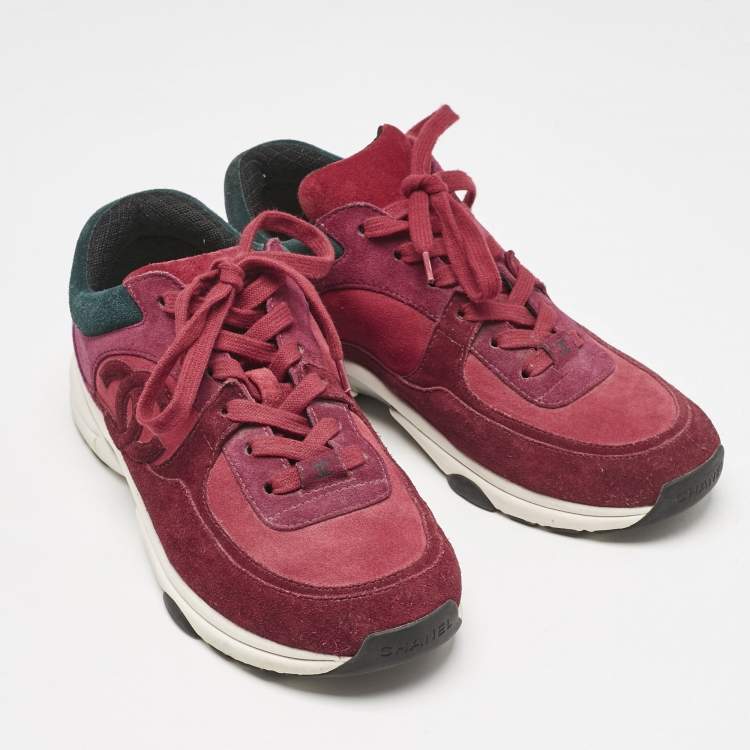 Pre Owned Chanel Multicolor Suede CC Low Top Sneakers Size 38