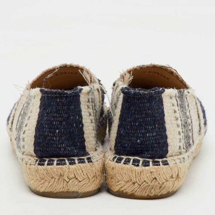 Pre Owned Chanel Multicolor Tweed CC Espadrille Flats Size 38