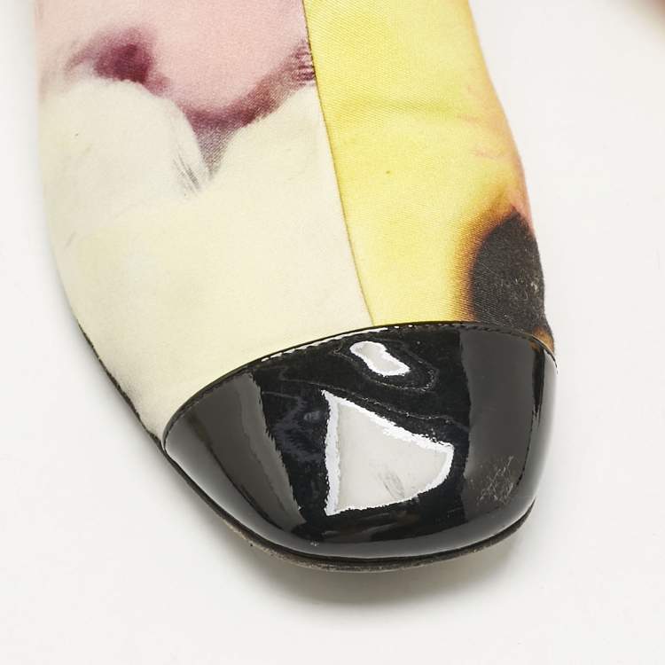 Pre Owned Chanel Multicolor Fabric CC Zip Ankle Length Boots Size 38.5