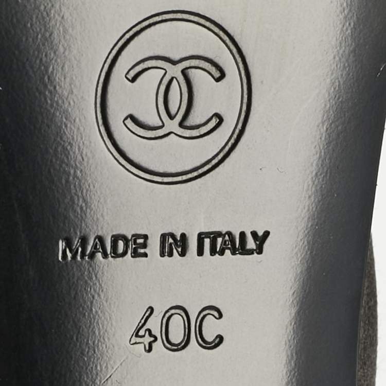 Pre Owned Chanel Black Satin CC Embellished Slingback Pumps Size 40