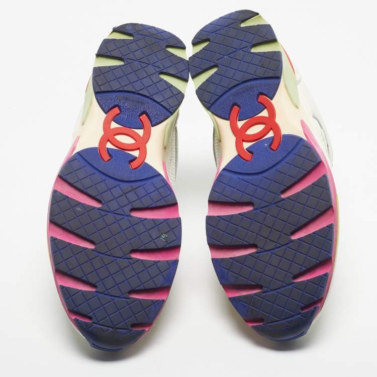 Pre Owned Chanel Multicolor Fabric and Suede CC Low Top Sneakers Size 38