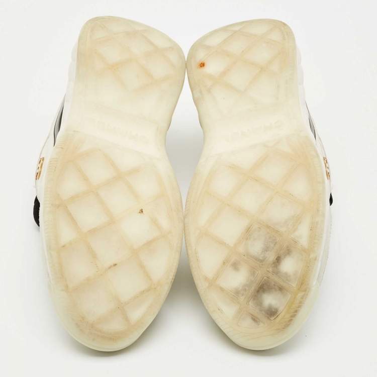 Pre Owned Chanel White Suede and Leather CC Low Top Sneakers Size 38
