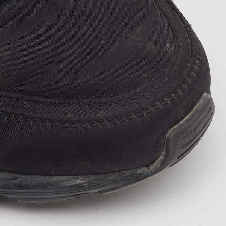 Pre Owned Chanel Black/White Nylon and Leather CC Low Top Sneakers Size 39.5