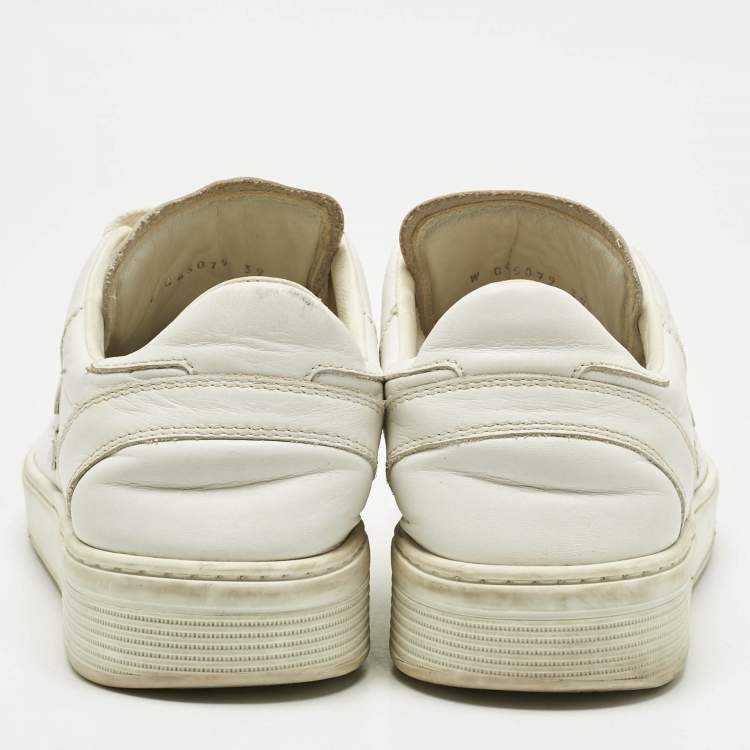 Pre Owned Chanel White Perforated Leather CC Low Top Sneakers Size 39