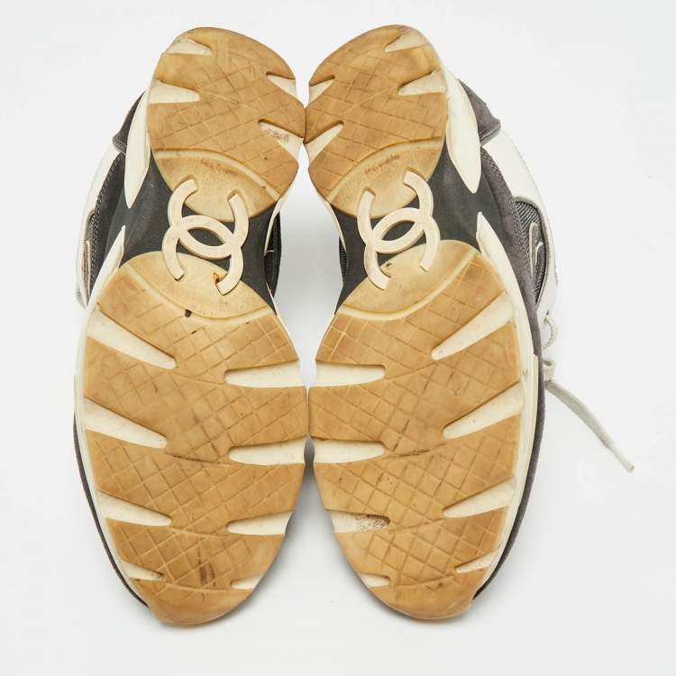 Pre Owned Chanel Multicolor Suede and Leather CC Low Top Sneakers Size 38