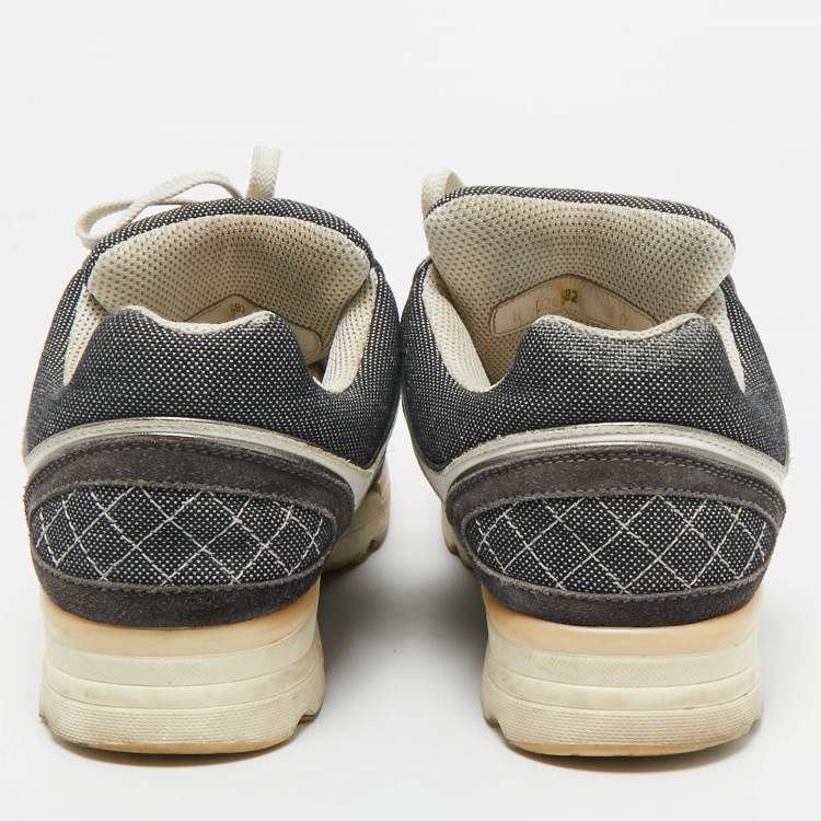 Pre Owned Chanel Multicolor Suede and Leather CC Low Top Sneakers Size 38
