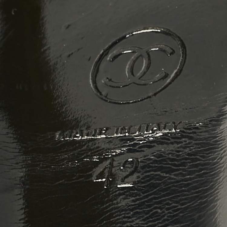 Pre Owned Chanel Black Jelly Cork Platform Ankle Strap Sandals Size 42