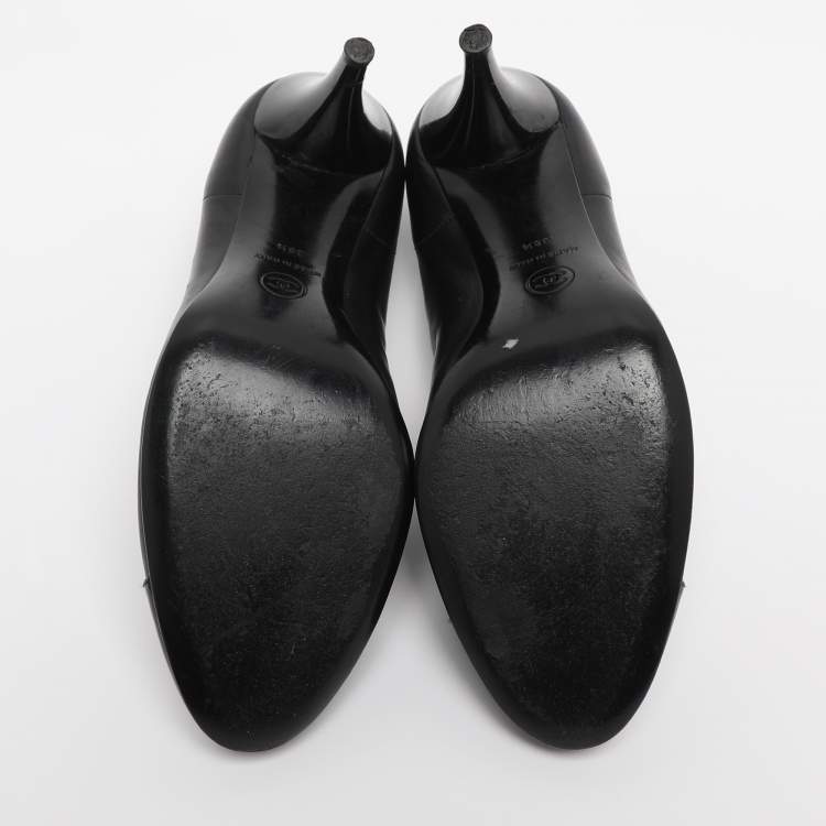 Pre Owned Chanel Black Leather Bow Pumps Size 38.5