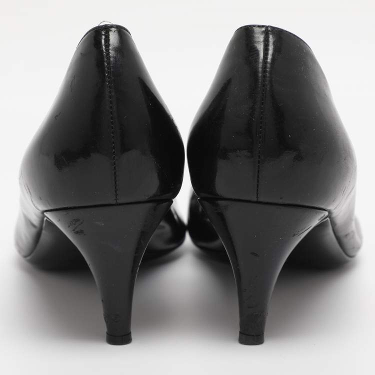 Pre Owned Chanel Black Patent Leather Pumps Size 38.5