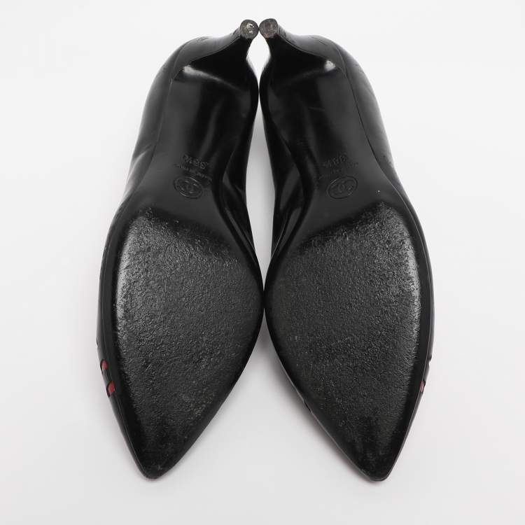 Pre Owned Chanel Black Patent Leather Pumps Size 38.5