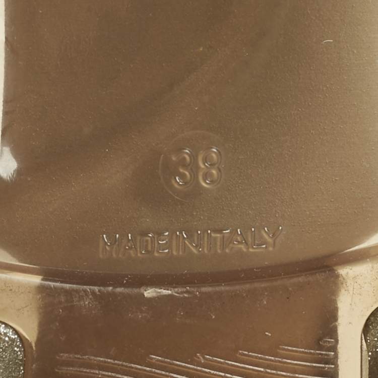 Pre Owned Chanel Metallic Silver Jelly Camellia Ankle Strap Sandals Size 38