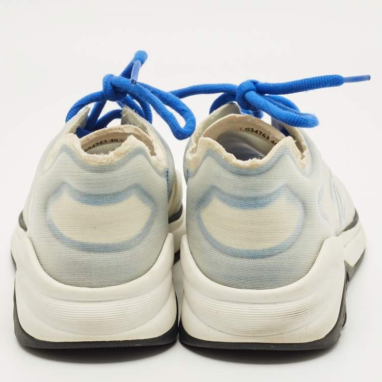 Pre Owned Chanel Blue Mesh CC Low Top Sneakers Size 40.5