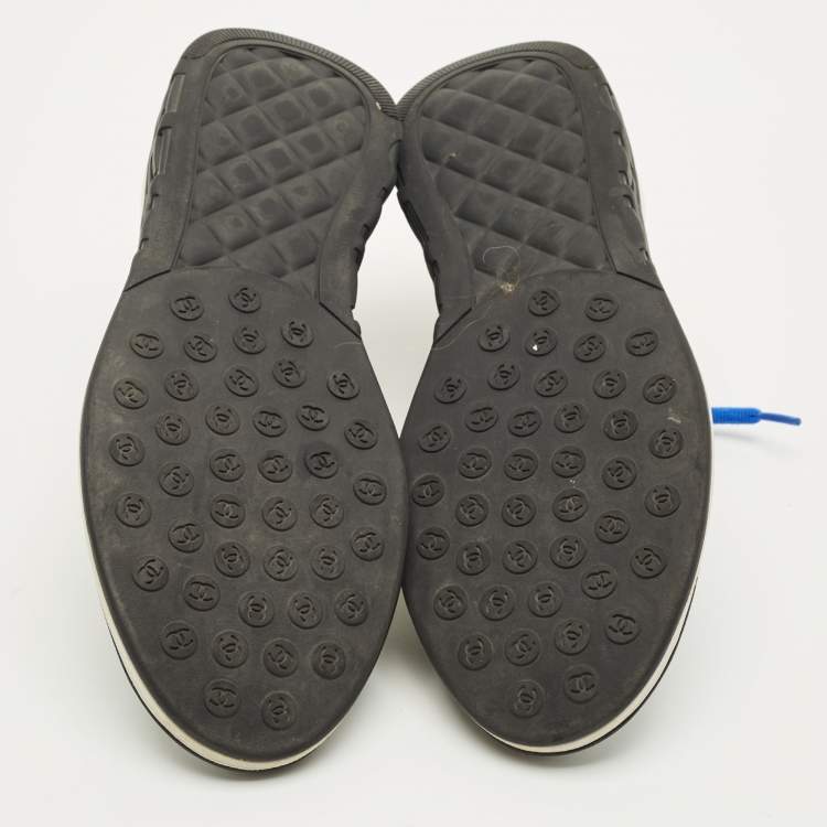 Pre Owned Chanel Blue Mesh CC Low Top Sneakers Size 40.5