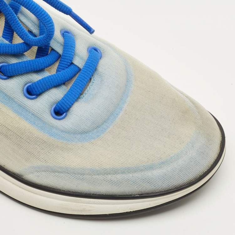 Pre Owned Chanel Blue Mesh CC Low Top Sneakers Size 40.5