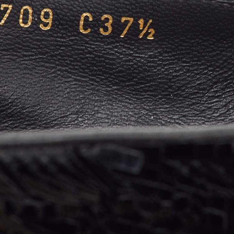 Pre Owned Chanel Black Sequins CC Smoking Slippers Size 37.5