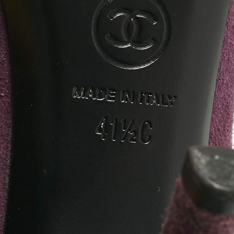 Pre Owned Chanel Purple/Black Suede Platform Cap Toe Pumps Size 41.5
