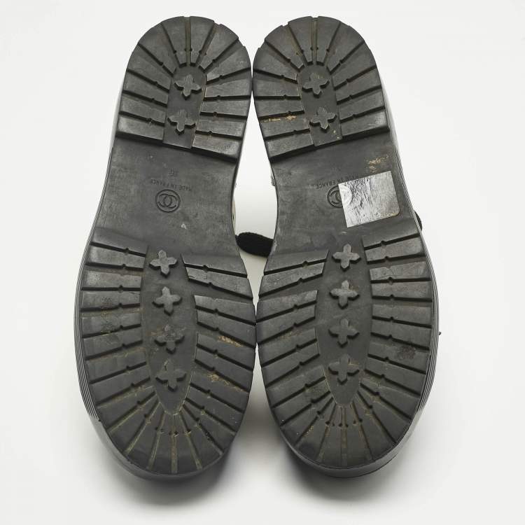 Pre Owned Chanel Black Leather CC Platform Sneakers Size 36