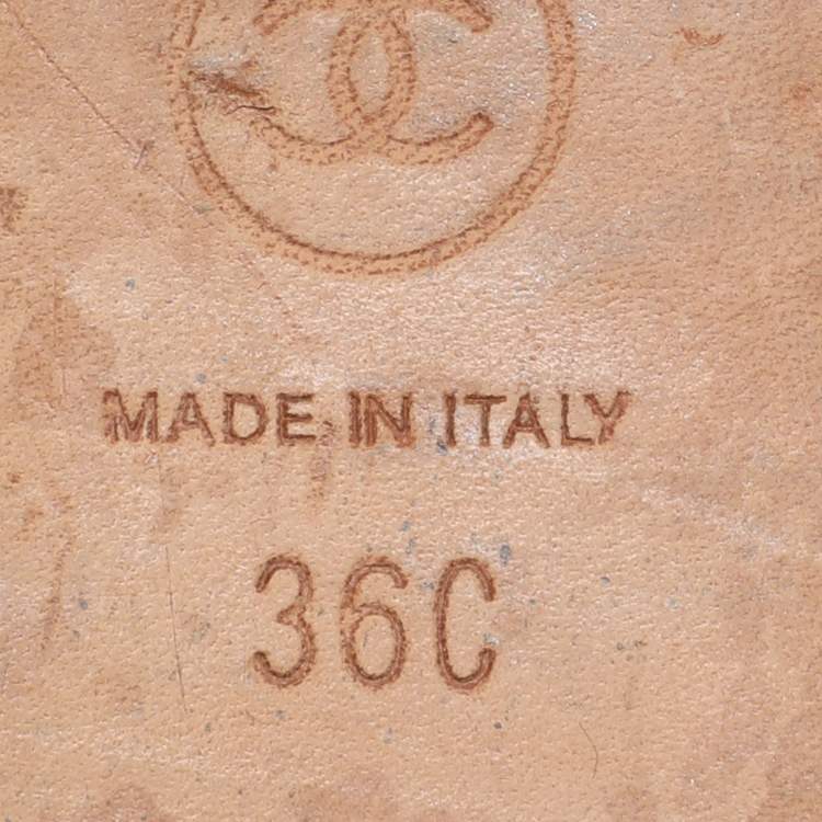 Pre Owned Chanel Black Suede Chain Embellished Flat Slides Size 36