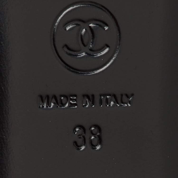 Pre Owned Chanel Black Velvet CC Smoking Slippers Size 38