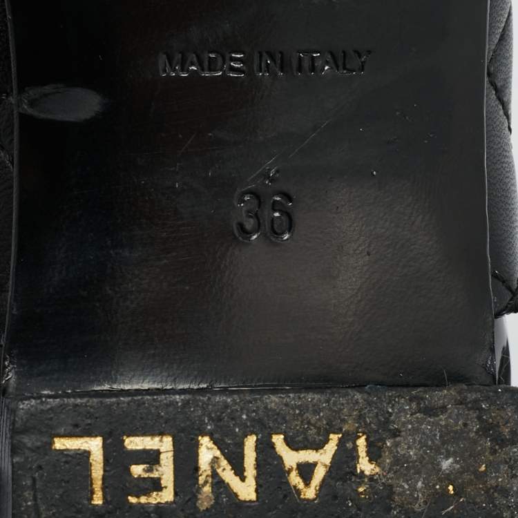 مملوكة مسبقًا Chanel Black Patent and Leather CC Cap Toe Leather Oxfords Size 36