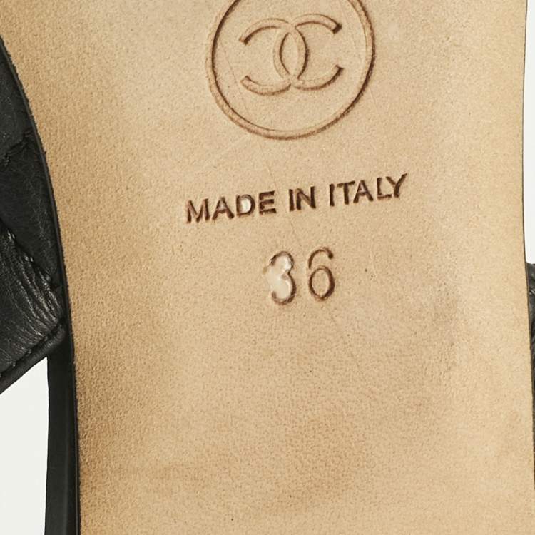 Pre Owned Chanel Black Quilted Leather Slingback Sandals Size 36