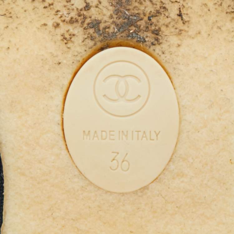 Pre Owned Chanel Navy Blue Denim CC Cap Toe Oxford Sneakers Size 36