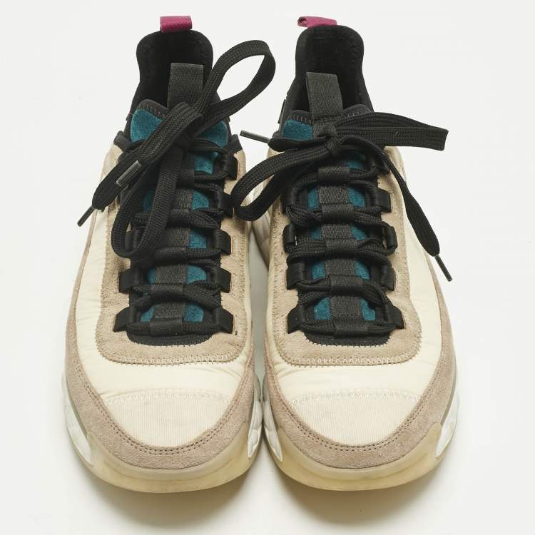 Pre Owned Chanel Multicolor Suede and Nylon CC Lace Up Sneakers Size 38