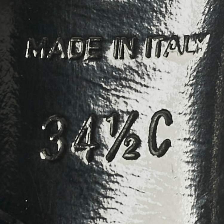 Pre Owned Chanel Black Canvas Chain Ankle Strap Sandals Size 34.5