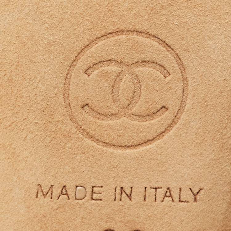 Pre Owned Chanel Black Patent Leather CC Open Toe Slingback Pumps Size 36