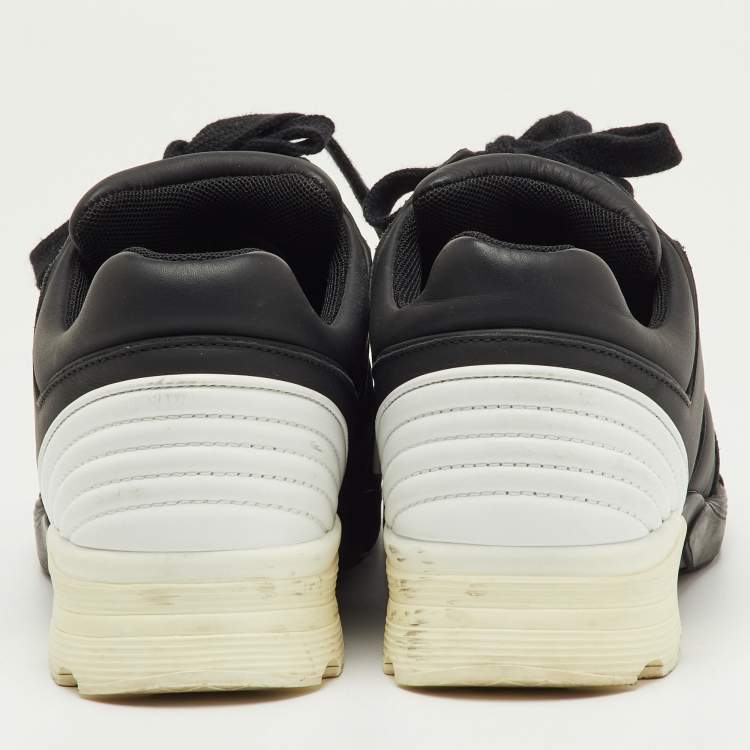 Pre Owned Chanel Black/White Leather CC Low Top Sneakers Size 36