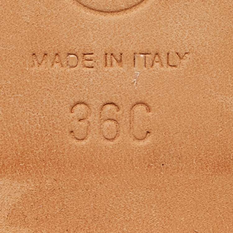 Pre Owned Chanel Size 36 Beige Leather Logo Cork Slide Sandals