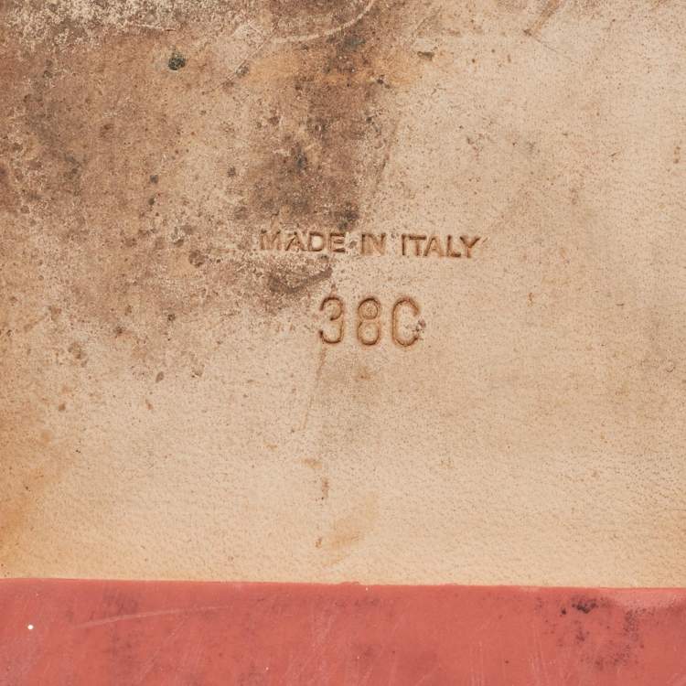 Pre Owned Chanel CC Chain logo Size 38 Pink Leather Slingback Sandals