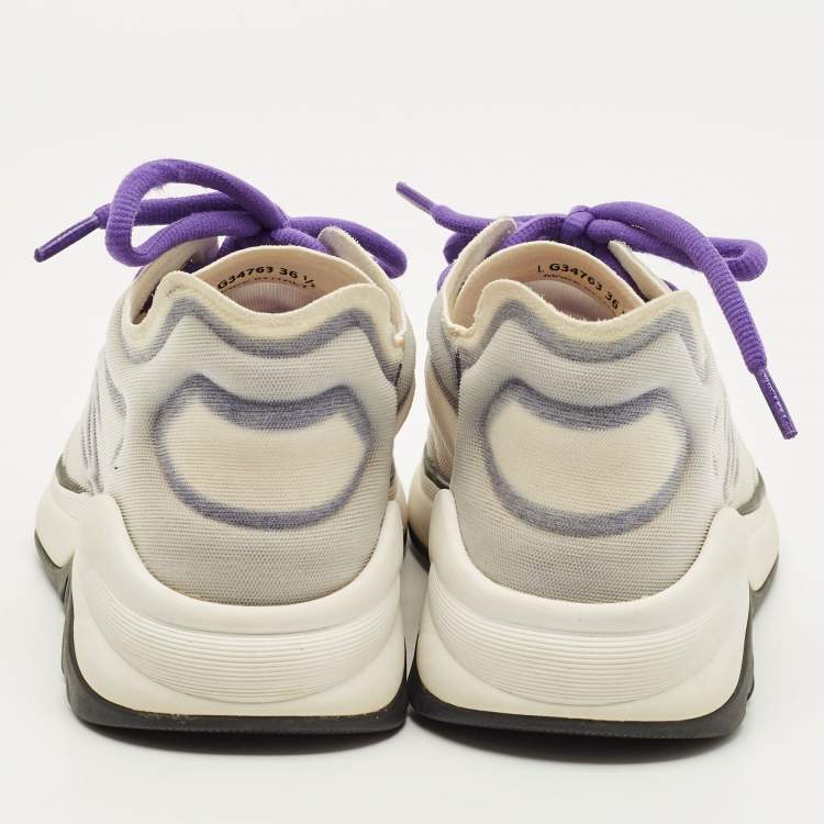 Pre Owned Chanel Interlocking CC Size 36.5 Grey Mesh Low Top Sneakers