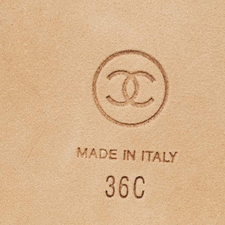 Pre Owned Chanel CC Chain Logo Size 36 Red Suede Ankle Strap Sandals