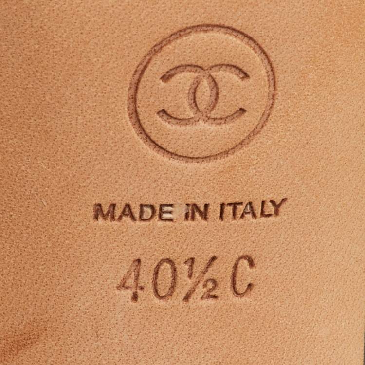 Pre Owned Chanel Size 40.5 Black Quilted Leather CC D'orsay Open Toe Slingback Sandals