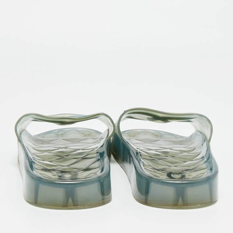 Pre Owned Chanel CC Size 39 Transparent Rubber Pool Slides