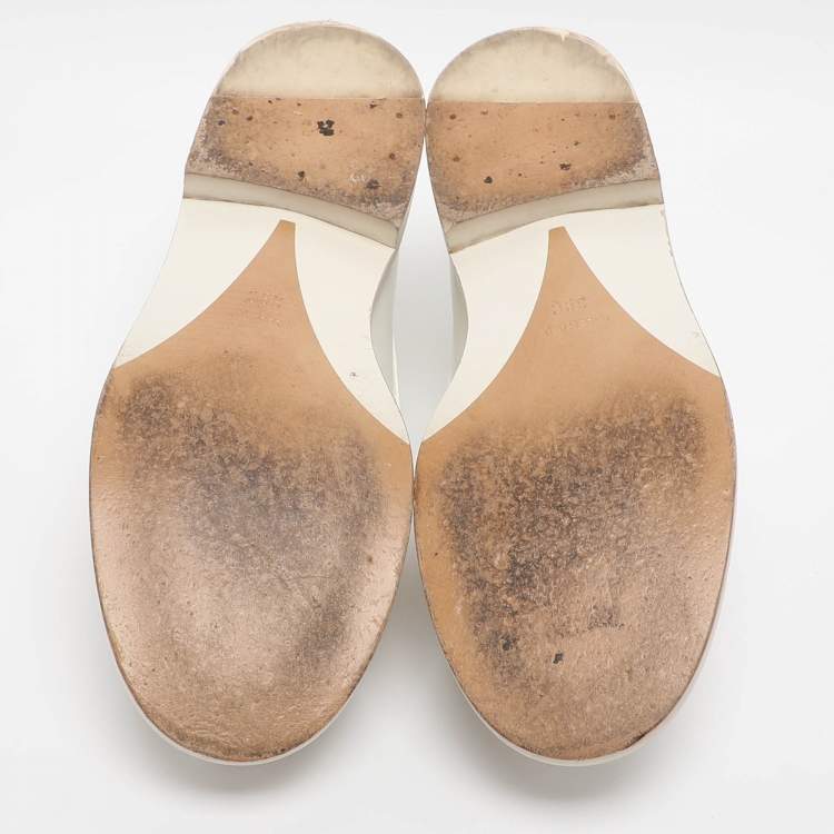 Pre Owned Chanel Logo Embellished Size 39 White Patent Leather Loafers