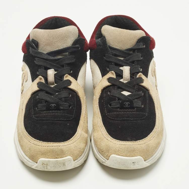 Pre Owned Chanel CC Size 37 Multicolor Suede Low Top Sneakers