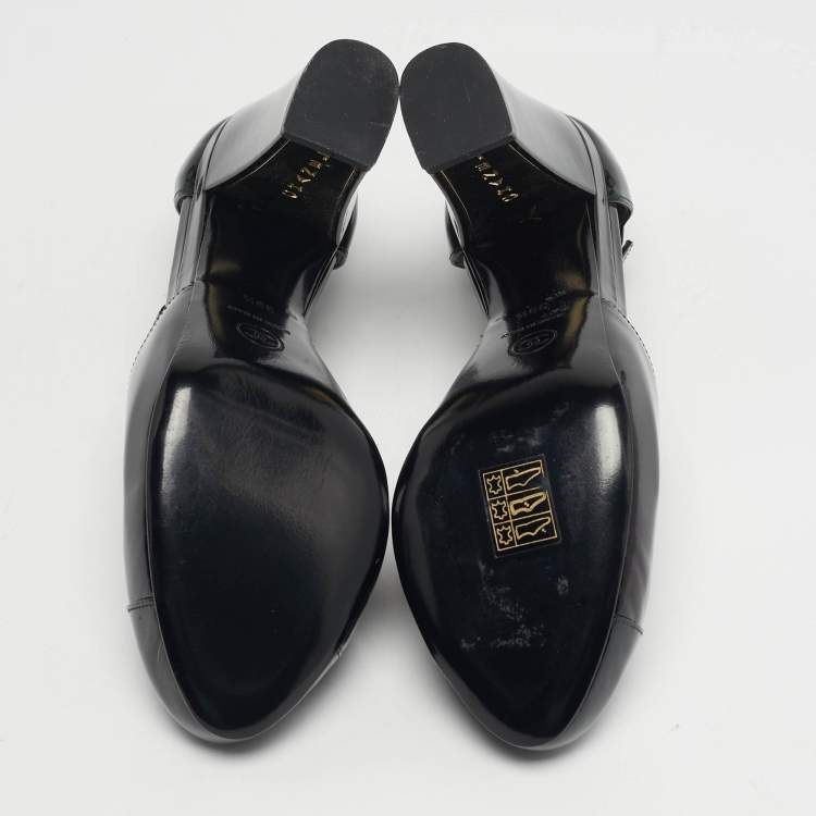 مملوكة مسبقًا Chanel Size 39.5 Dark Brown/Green Patent Leather Cap Toe Platform Pumps