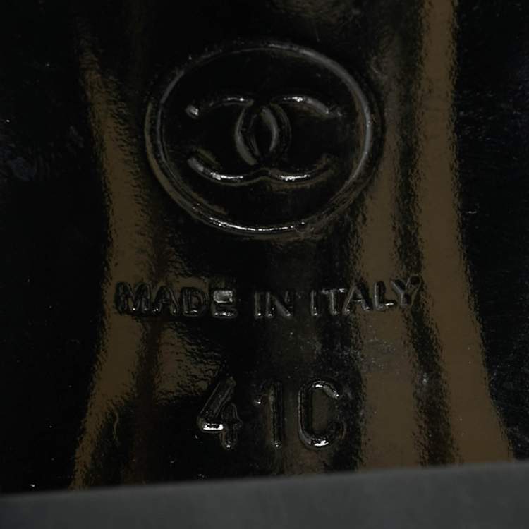 Pre Owned Chanel Size 41 Black Leather  CC Pearl Embellished Ankle Strap Sandals