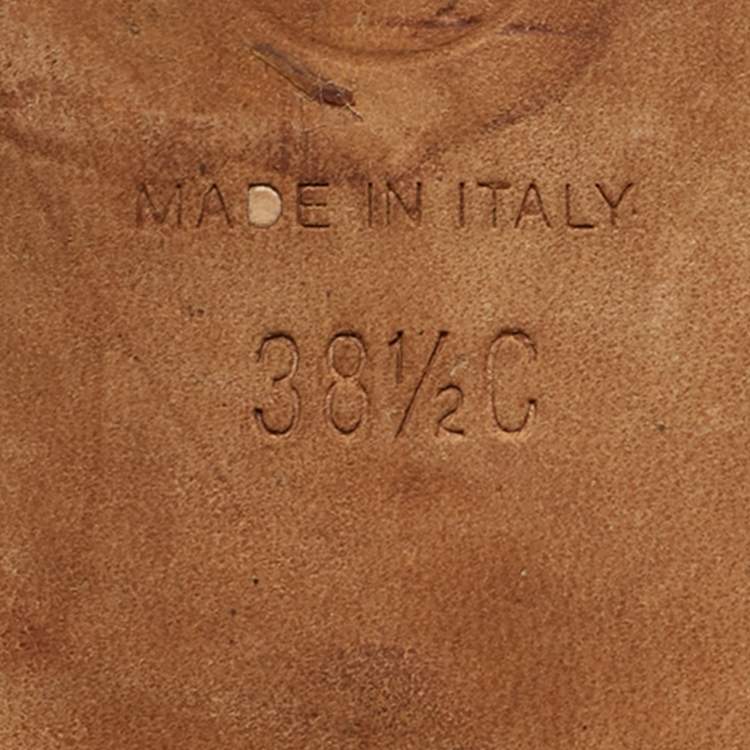 Pre Owned Chanel Size 38.5 Black Leather CC Chain Link  Ankle Strap Sandals