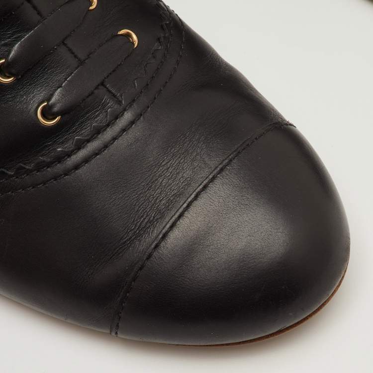 Pre Owned Chanel CC Size 41 Black/Gold Leather Ankle Length Boots